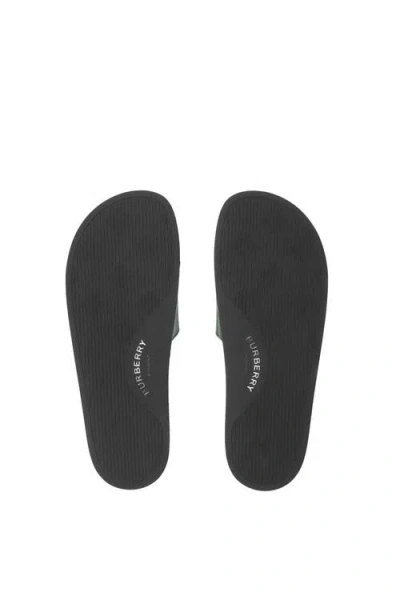 Burberry Green Check Pool Slides In Leaf