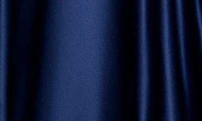 Betsy & Adam Petite Embellished Satin Gown In Navy