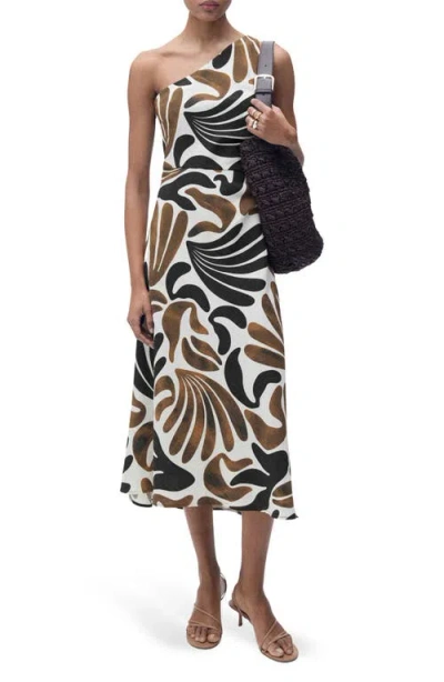 Mango Nata One-shoulder Midi Dress In Brown