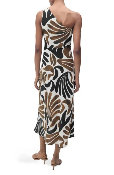 Shop Mango Nata One-shoulder Midi Dress In Brown