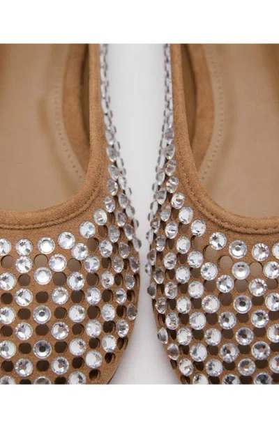 Mango Embellished Perforated Ballet Flat In Beige