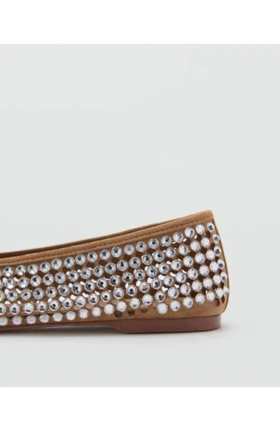 MANGO MANGO EMBELLISHED PERFORATED BALLET FLAT 