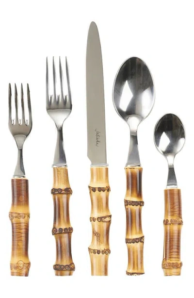 Juliska Bamboo 20-piece Flatware Place Setting In Silver/bamboo Natural