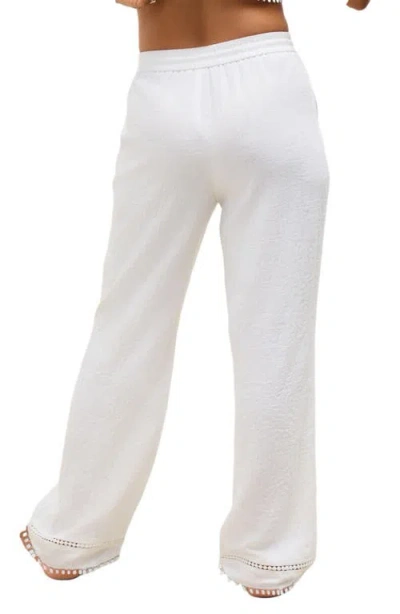 Next Crinkled Tie Waist Wide Leg Pants In White
