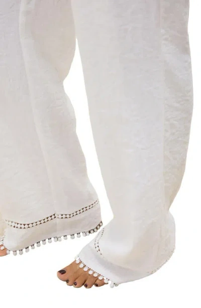 Next Crinkled Tie Waist Wide Leg Pants In White
