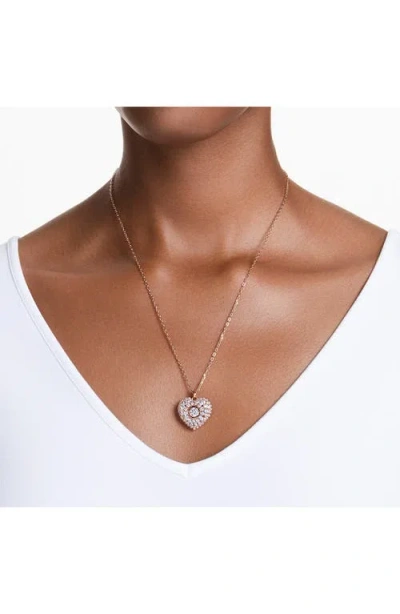 Swarovski Hyperbola Pendant Heart Wh Rose Gold Shiny White In Rose Gold