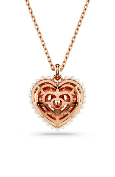 Swarovski Hyperbola Pendant Heart Wh Rose Gold Shiny White In Rose Gold