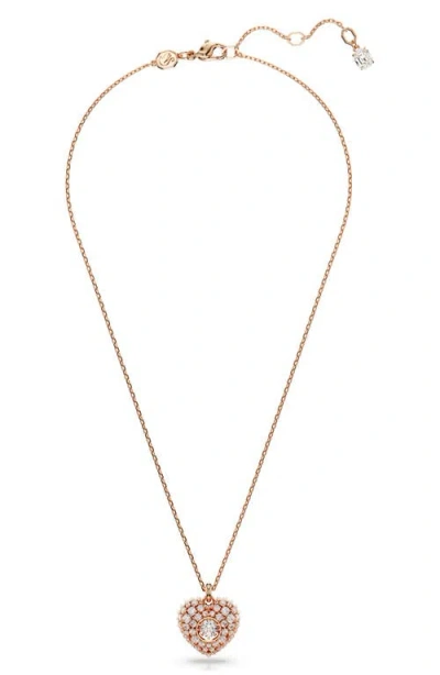 Swarovski Hyperbola Pendant Heart Wh Rose Gold Shiny White In Rose Gold