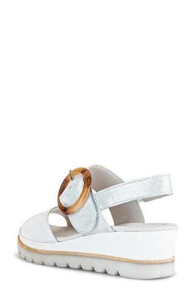 Gabor Strappy Wedge Sandal In White/ice