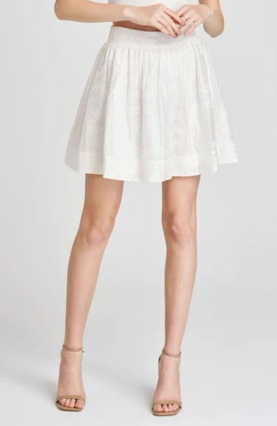 Wayf Rosalie Embroidered Miniskirt In Eggshell