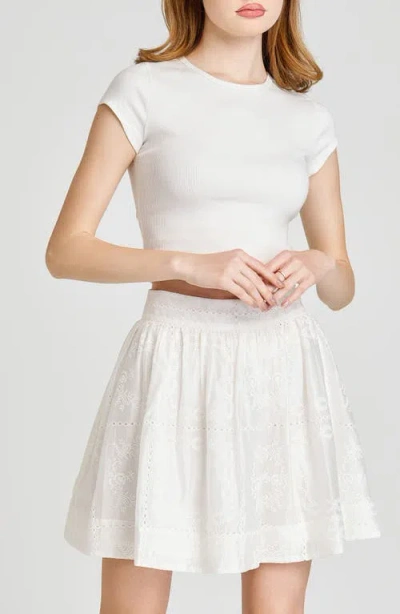 Wayf Rosalie Embroidered Miniskirt In Eggshell