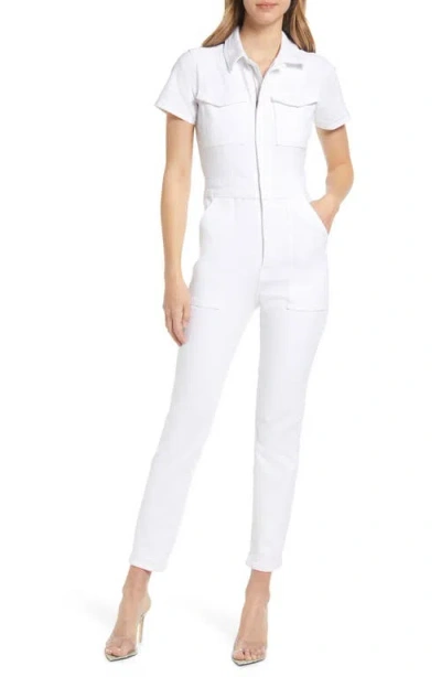 Good American Fit For Success Stretch Cotton Twill Jumpsuit In Cloud White001