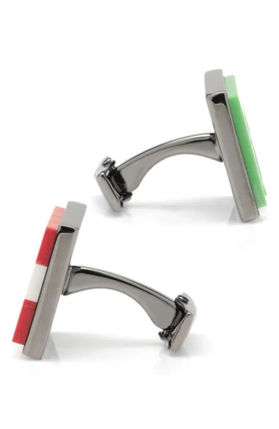 Cufflinks, Inc . X Minecraft Creeper & Tnt Gunmetal Cuff Links In Green