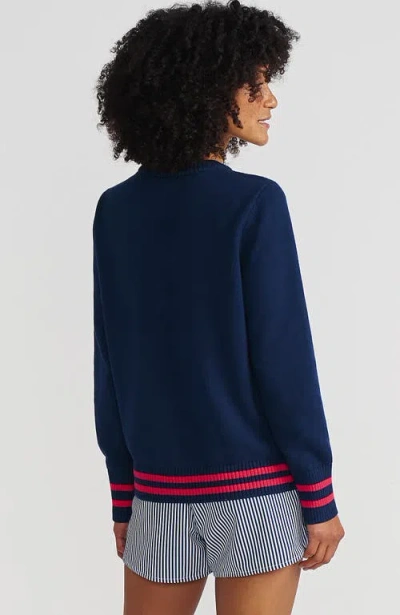 Lands' End Cotton Drifter Crew Neck Sweater In Deep Sea Navy Lobster