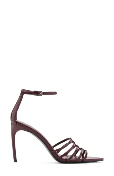 Mango Ankle Strap Pointed Toe Sandal In Burgundy