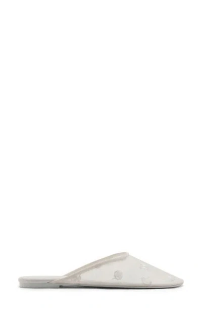 Mango Embroidered Mesh Mule In White