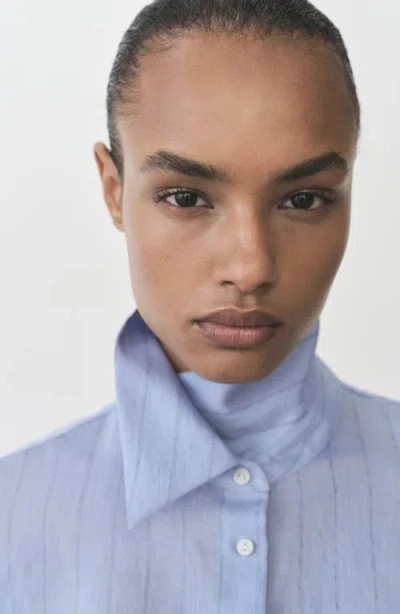 Mango Stripe Button-up Shirt In Blue