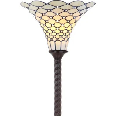 Jonathan Y White Tiffany-style 70" Torchiere Led Floor Lamp, Bronze In Bronze
