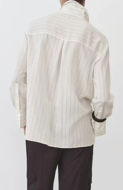 Mango Stripe Button-up Shirt In Ecru