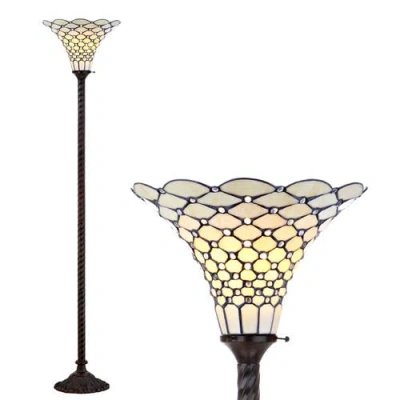Jonathan Y White Tiffany-style 70" Torchiere Led Floor Lamp, Bronze In Bronze