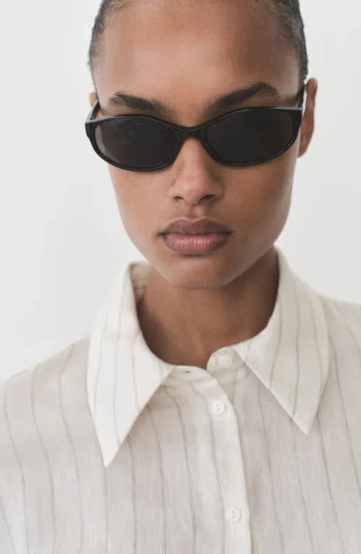 Mango Stripe Button-up Shirt In Ecru