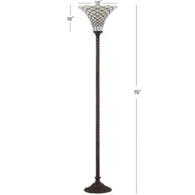 Jonathan Y White Tiffany-style 70" Torchiere Led Floor Lamp, Bronze In Bronze