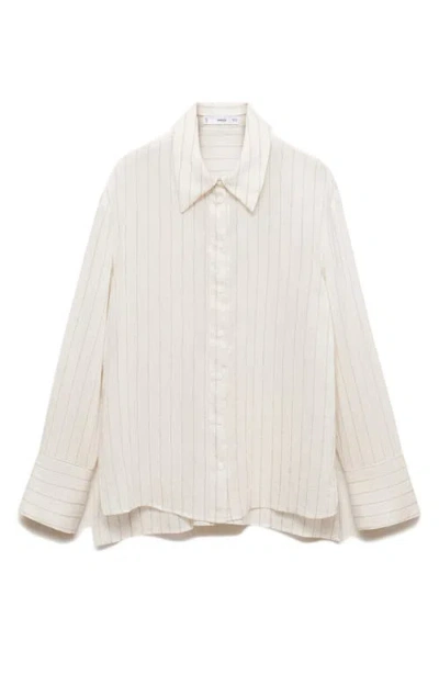 Mango Stripe Button-up Shirt In Ecru