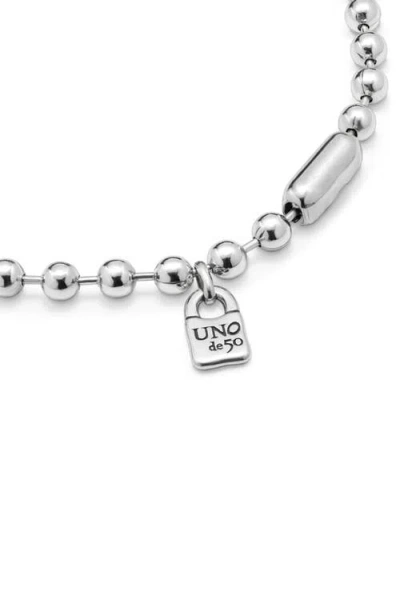 Unode50 Sterling Silver-plated Bead Necklace In Metallic