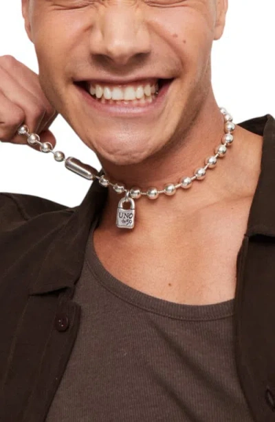 Unode50 Sterling Silver-plated Bead Necklace In Metallic
