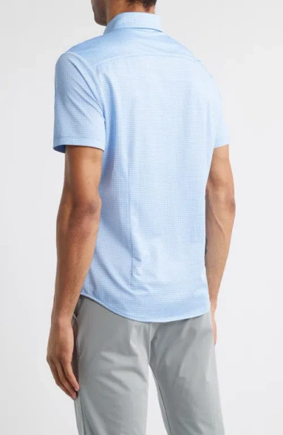 Mizzen + Main Mizzen+main Halyard Trim Fit Dot Print Short Sleeve Performance Button-up Shirt In Provence Woven Tile