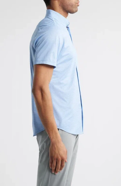 Mizzen + Main Mizzen+main Halyard Trim Fit Dot Print Short Sleeve Performance Button-up Shirt In Provence Woven Tile