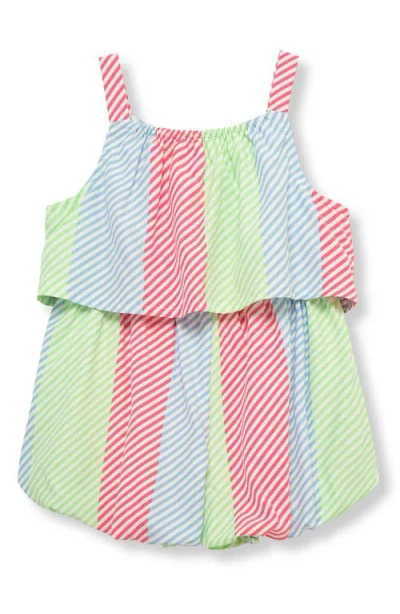 Habitual Kids Stripe Bow Accent Bubble Romper In Stripe Multi