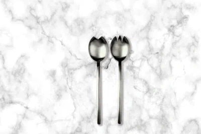 Mepra Due 2 Piece Salad Serving Set In Ice Black Gold