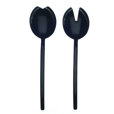 Mepra Due Salad Serving Set In Black Gold
