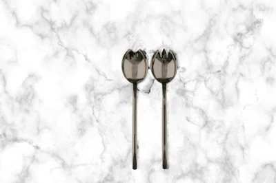 Mepra Due Salad Serving Set In Black Gold