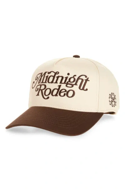 Midnight Rodeo Crown Classic Logo Baseball Cap In Cream And Brown