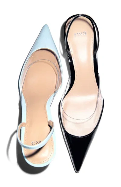 Mango Heeled Shoes With Vinyl Panel Blue In Blue
