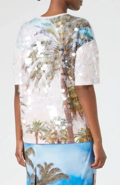 Marina Rinaldi Ennio Embroidered Sequin T-shirt In Optical White