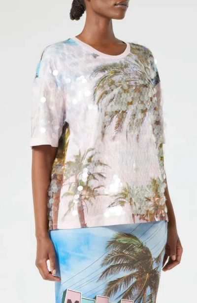 Marina Rinaldi Ennio Embroidered Sequin T-shirt In Optical White