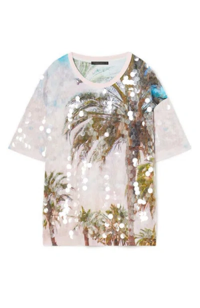 Marina Rinaldi Ennio Embroidered Sequin T-shirt In Optical White