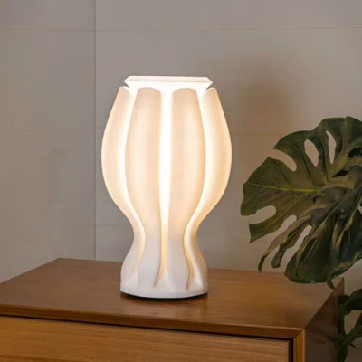 Jonathan Y Flower 13" Tropical Coastal Plant-based Pla 3d Printed Dimmable Led Table Lamp In White