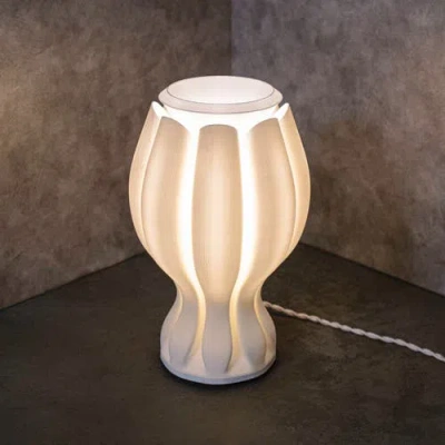 Jonathan Y Flower 13" Tropical Coastal Plant-based Pla 3d Printed Dimmable Led Table Lamp In White