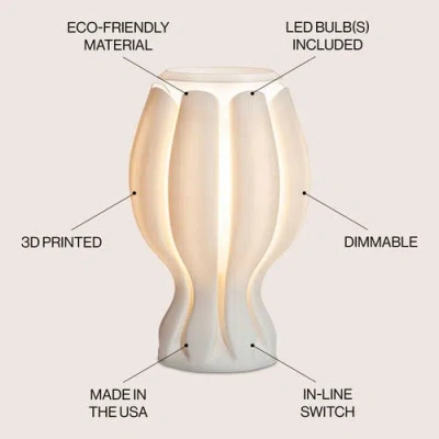 Jonathan Y Flower 13" Tropical Coastal Plant-based Pla 3d Printed Dimmable Led Table Lamp In White