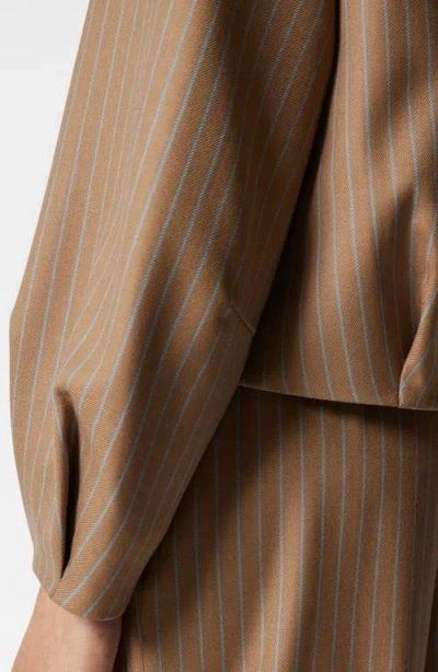 & Other Stories Lux Bomber Jacket With Zip Front And Pleats In Beige Dark
