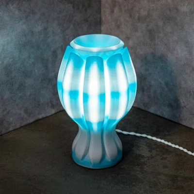 Jonathan Y Flower 13" Tropical Coastal Plant-based Pla 3d Printed Dimmable Led Table Lamp In Blue/white