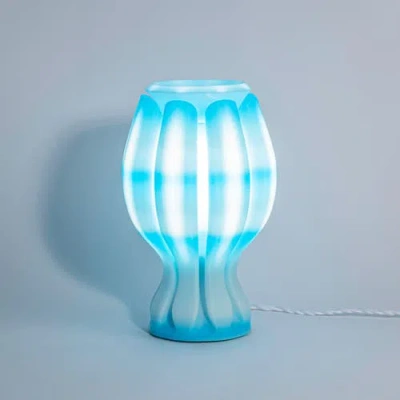 Jonathan Y Flower 13" Tropical Coastal Plant-based Pla 3d Printed Dimmable Led Table Lamp In Blue/white