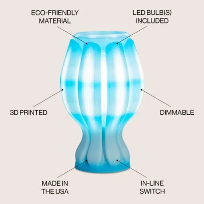 Jonathan Y Flower 13" Tropical Coastal Plant-based Pla 3d Printed Dimmable Led Table Lamp In Blue/white