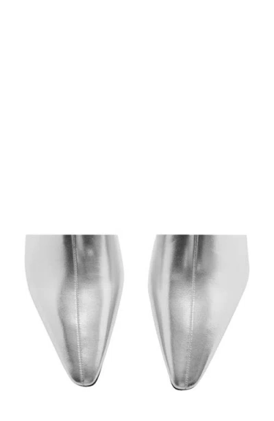 Mango Metallic Kitten Heel Bootie In Silver