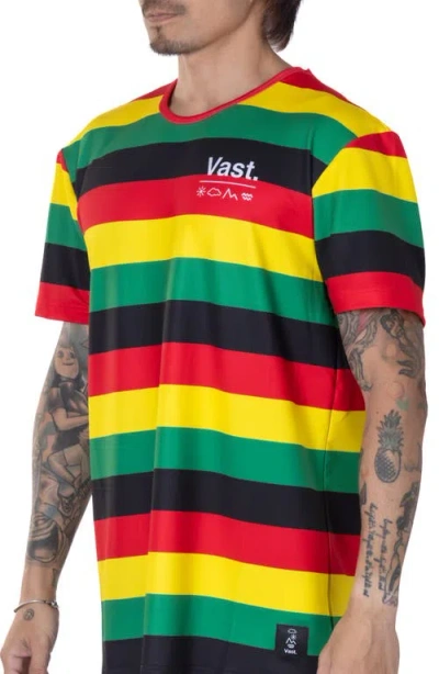 Vast Stripe Aqua Terra Performance T-shirt In Red Multi