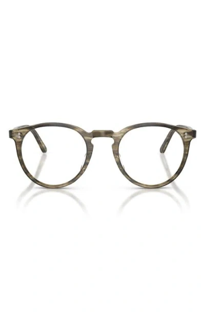Oliver Peoples O'malley 47mm Round Optical Glasses In Soft Olive Bark/demo Lens